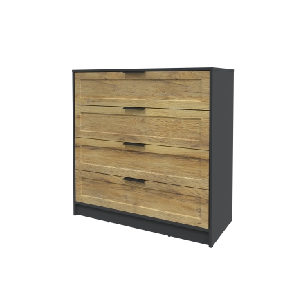 Kомод Тренд КТ-К100 (Антрацит ЛДСП/ Дуб вотан ЛМДФ) Ш1000 В1020 Г451 Kомод Тренд КТ-К100 (Антрацит ЛДСП/ Дуб вотан ЛМДФ) Ш1000 В1020 Г451